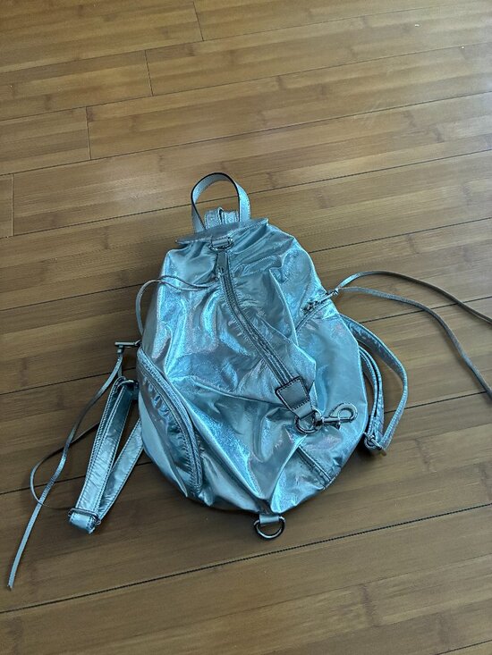 REBECCA MINKOFF silver medium JULIAN backpack purse bag main image 6